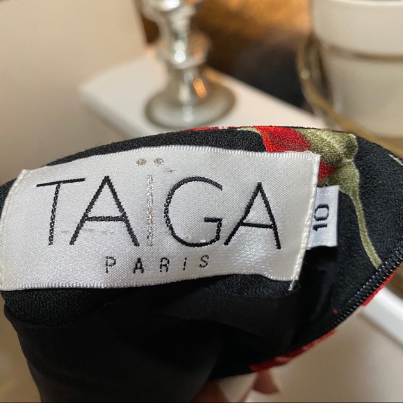 Taiga Paris Black Floral Print Vintage SheathDress - Picture 13 of 16